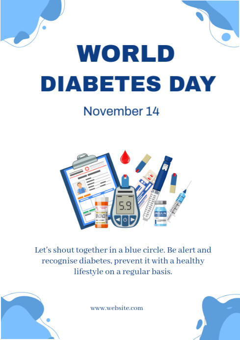 White Modern & Minimal World Diabetes Day A4 template