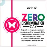 White Modern & Minimal Zero Discrimination Day Square (1:1) template