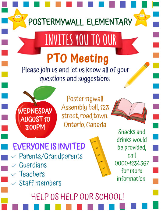 Pto Design Card White modern and minimal editable pto invitat Template | PosterMyWall