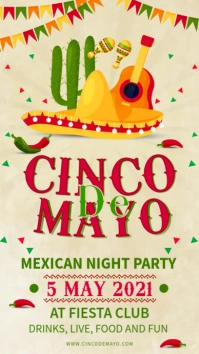 White Cinco De Mayo Party Template Digital Display (9:16)