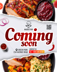 White Modern Editable coming soon Restaurant launch grand Opening launching announcement social medi Instagram Portrait template