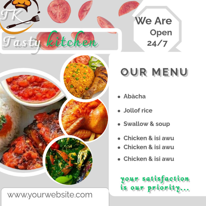 White Modern Fast Food Menu Template  Square (1:1)