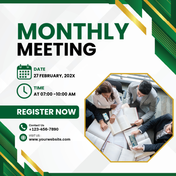 White Monthly Meeting Instagram Post Template | PosterMyWall