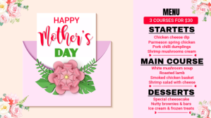 Weiß White Mother's Day Menu Digital Display (16:9) Digitalt display Template