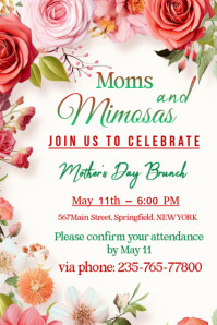 White  Mother Day Poster template
