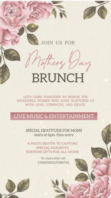 White Mothers Day Brunch Instagram Story template