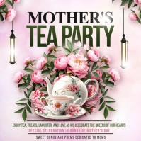 White Mothers Day Tea Party Instagram Post template