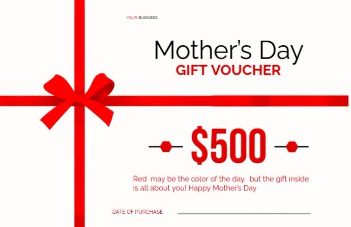 White Mother’s Day Gift Voucher Template Tabloid