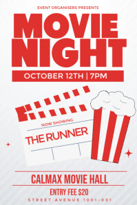 White Movie Night  Poster template