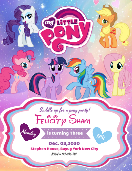 Copy of White My Little Pony Birthday Party Flyer | PosterMyWall