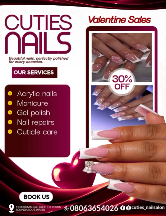 White Nail Salon Promotion Flyer Video Template | PosterMyWall