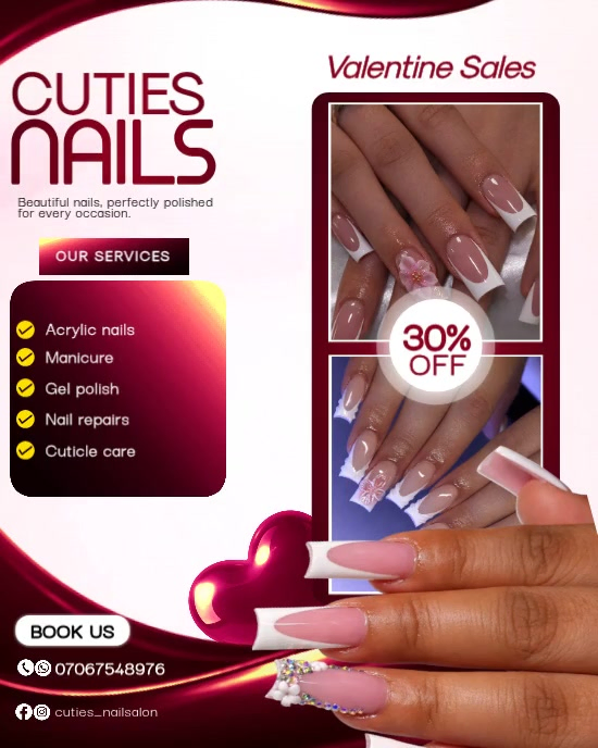 Copy of White Nail Salon Promotion Instagram Portrait Video | PosterMyWall