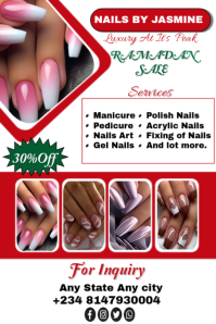 White Nail Salon Promotion ภาพกราฟิก Pinterest Template