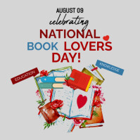 White  National Book Lovers Day Instagram Post template