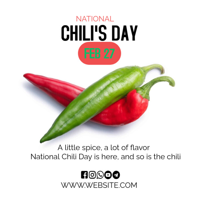 White National Chili's Day  Instagram Post template