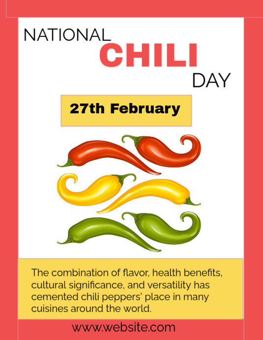 White National Chilli Day Template Design  Flyer (us Letter)
