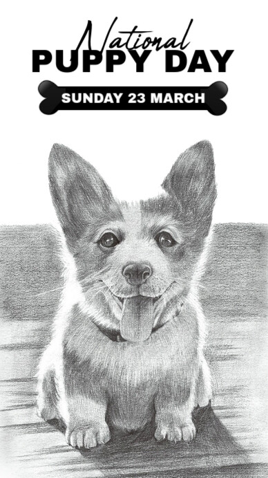 White National Puppy Day 2025 Instagram Story template