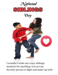 Branco White National Siblings Day Celebration  Flyer (us Letter) Løbeseddel Template