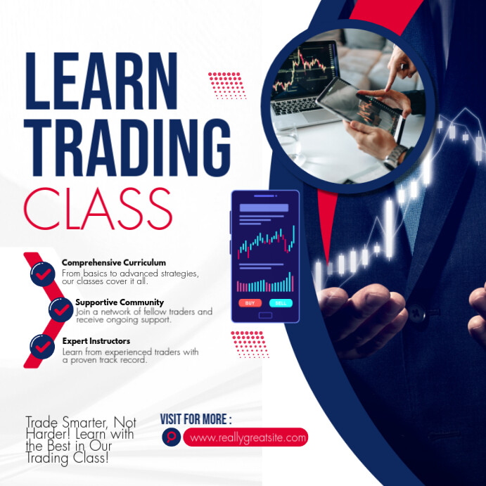 White Navy And Red Modern Learn Trading Class Linkedln Post Template ...