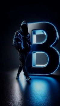 White Neon 3d Neon Letter B  Instagram Story template