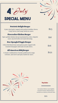 Putih 4th of July Menu Instagram Story Template