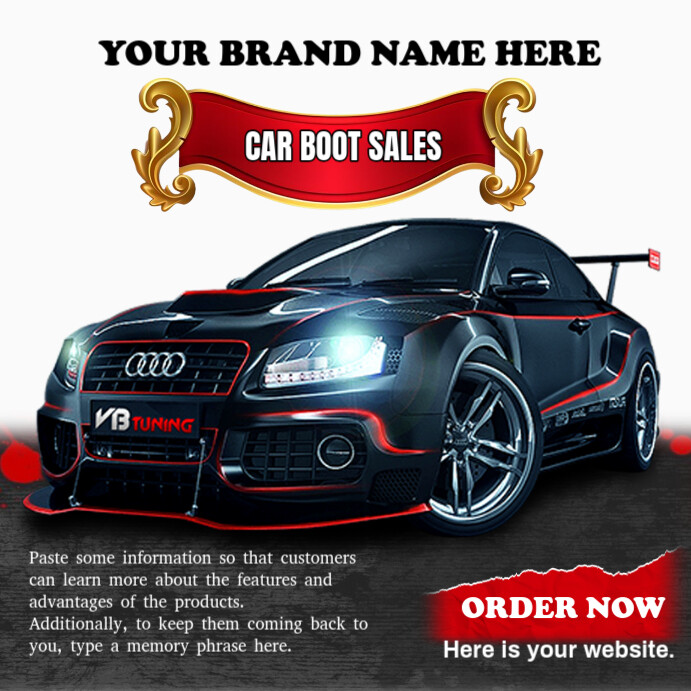 White Neon  Car Boot Instagram Post template