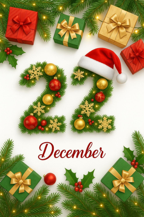 Dec. 22 Slideshow White Neon Christmas Countdown December 22 Poster Template | PosterMyWall