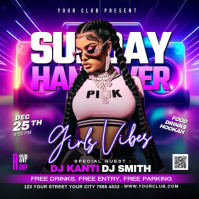 White Neon Club Event Square Video Quadrat (1:1) template