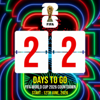 White Neon FIFA World Cup Countdown Instagram Post Instagram-opslag template