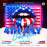 White Neon Fourth Of July Party Invitation Instagram Post template