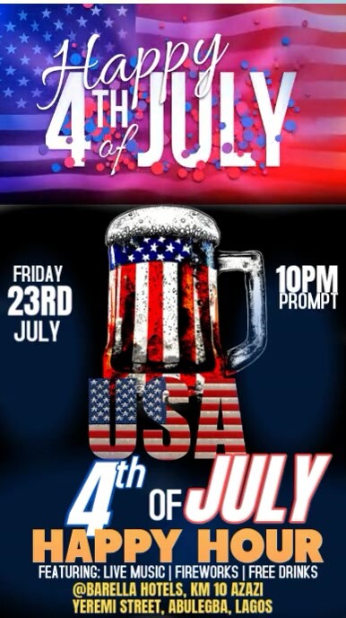 White Neon Happy Hour Independence Day Instagram Story template
