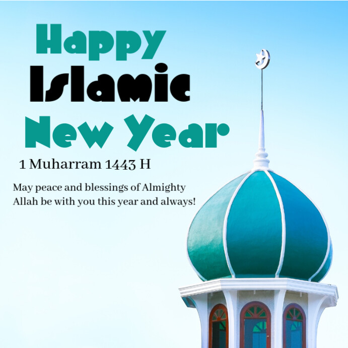 White Neon Happy Islamic New Year  Instagram Post template
