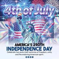White Neon Independence Day Celebration Instagram Post Video template