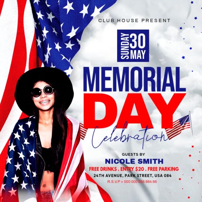 Copy of White Neon Memorial Day Party Instagram Post | PosterMyWall