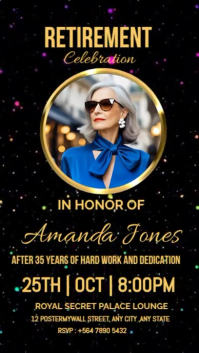 White Neon Retirement Celebration  Digital Display (9:16) template