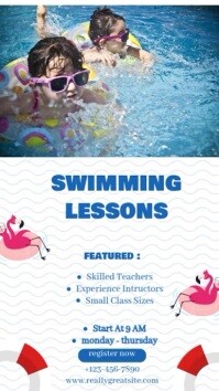 White Neon Swimming Lessons Instagram Reel template