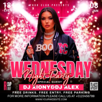 White Neon Wednesday Night Party Instagram Post template