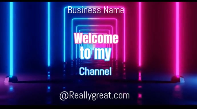 White Neon Welcome To My Channel Intro Screen Digital Display (16:9 ...