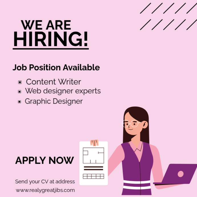 Plantilla de White New Jobs Hiring Now Contents Writer Position New Job ...