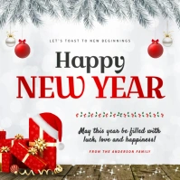 White New Year's Greeting Card Instagram Imag template