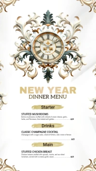 White New Year Dinner Menu Instagram Story template