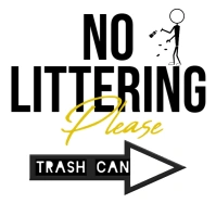 White No Littering Please Notice Signage Square (1:1) template