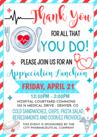White Nurse Appreciation Luncheon A6 template