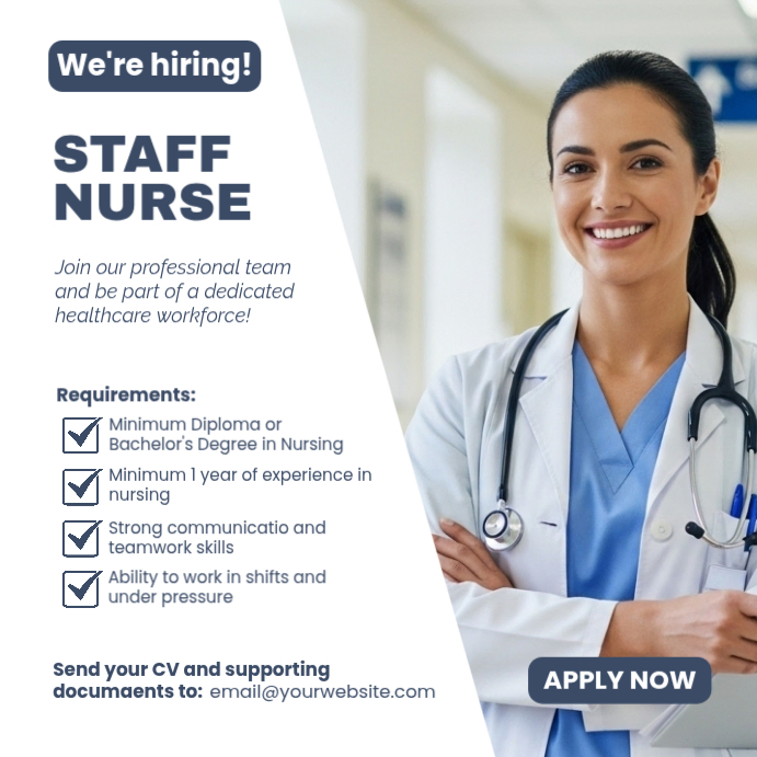 Copy of White Nurse Recruitment Instagram Post | PosterMyWall