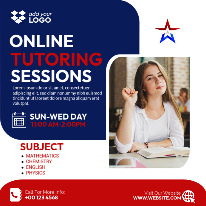 White Online Tutoring Sessions Instagram Post Template | PosterMyWall