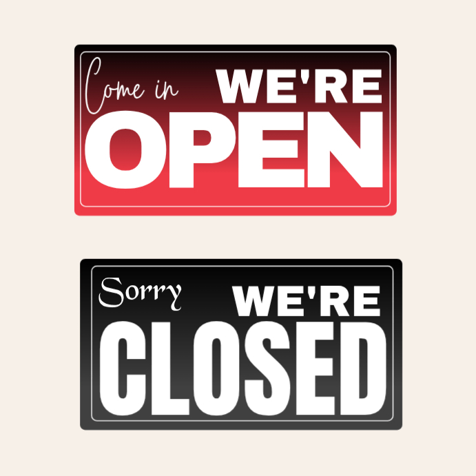 White Open and Closed Signs Instagram Post Template | PosterMyWall