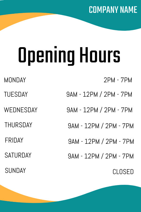 Operating Hour Poster White Opening Hour Poster Template | PosterMyWall
