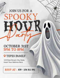 White Spooky Halloween Party Flyer Template