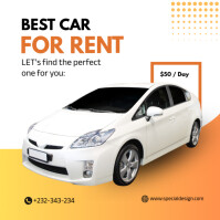 White  Orange Best Car For Rent  Instagram Post template
