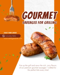 White Orange Modern Gourmet Sausage For Grilling Instagram Post template